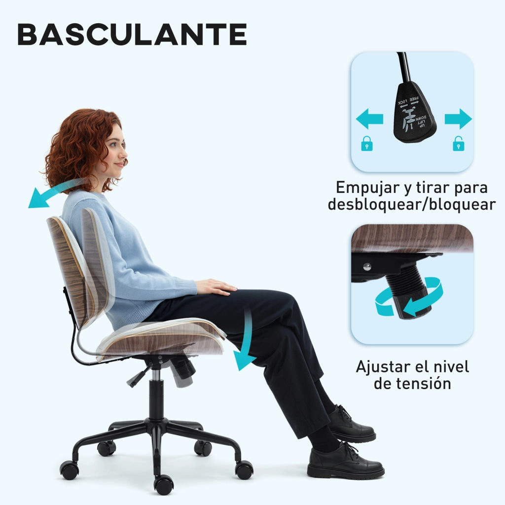 Sedia da Ufficio Giratoria senza Braccioli Schienale Curvo ¨C Minimal ¨C Bianco