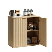 Credenza con 2 ante e ripiani; per soggiorno; in MDF; 80×40×80 cm; rovere