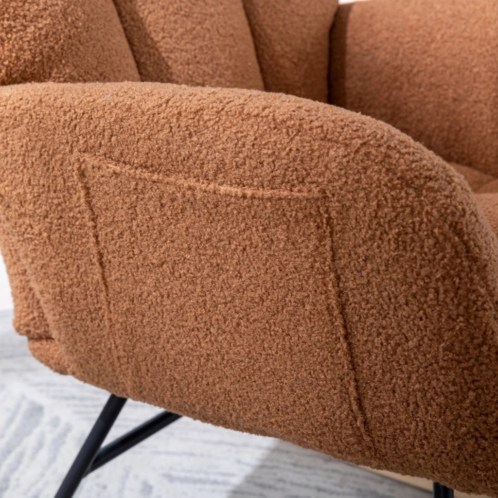 Sedia a dondolo ergonomica in tessuto teddy marrone