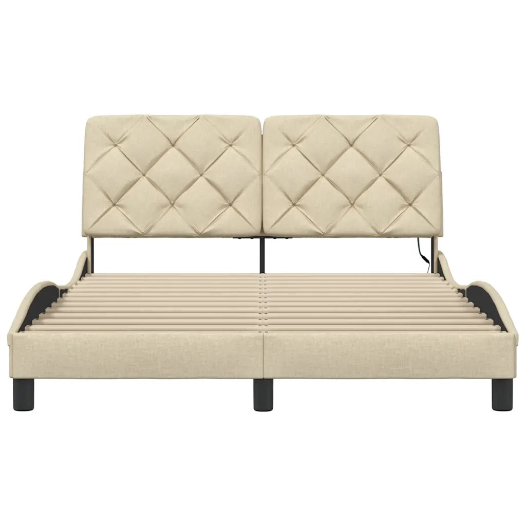 vidaXL Giroletto con LED senza Materasso Crema 140x190 cm in Tessuto