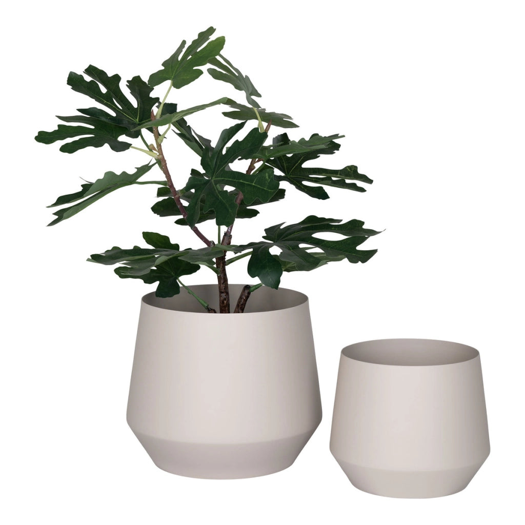 Set di 2 Vasi per Piante Trofa, Beige, Metallo, 20x20x16 cm