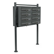 Blocco 8 cassette postali 2x4 scomparti impilabili base di supporto in acciaio zincato 48,6 x 77 x 27 cm antracite 16_0000048
