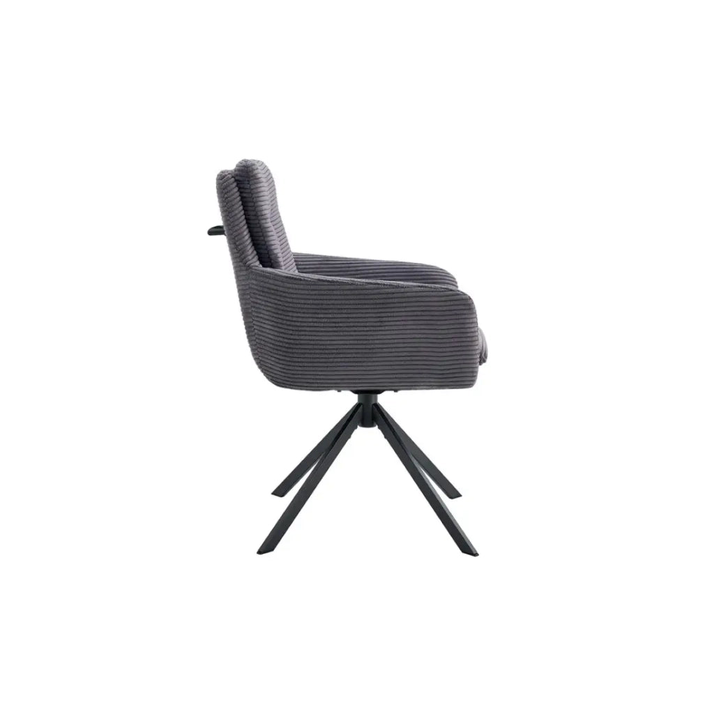 Set di 2 poltrone KAVIRA – Velluto a coste grigio – Piedi in metallo – Con braccioli – Design accogliente ed elegante