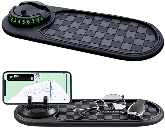 Antislipmat multifunzionale per auto con telefonomobile 360° girevole con numero di parcheggio Mattoncino di silicone per telefono e chiavi