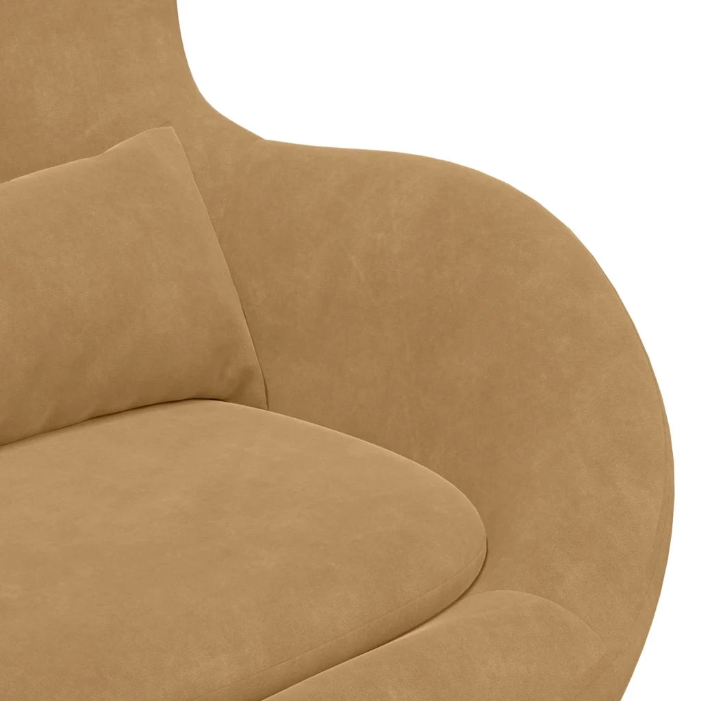 Poltrona | Sedia Egg con Pouf Marrone Velluto