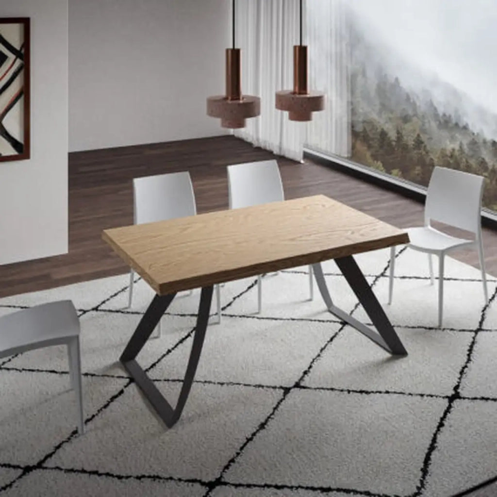 Tavolo allungabile 160/260x90 cm Tabira rovere scortecciato gambe antracite