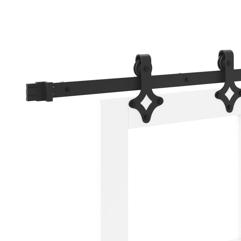 Porta Scorrevole  con Set di Ferramenta "ORKDAL" Bianco in Legno Massello e Vetro