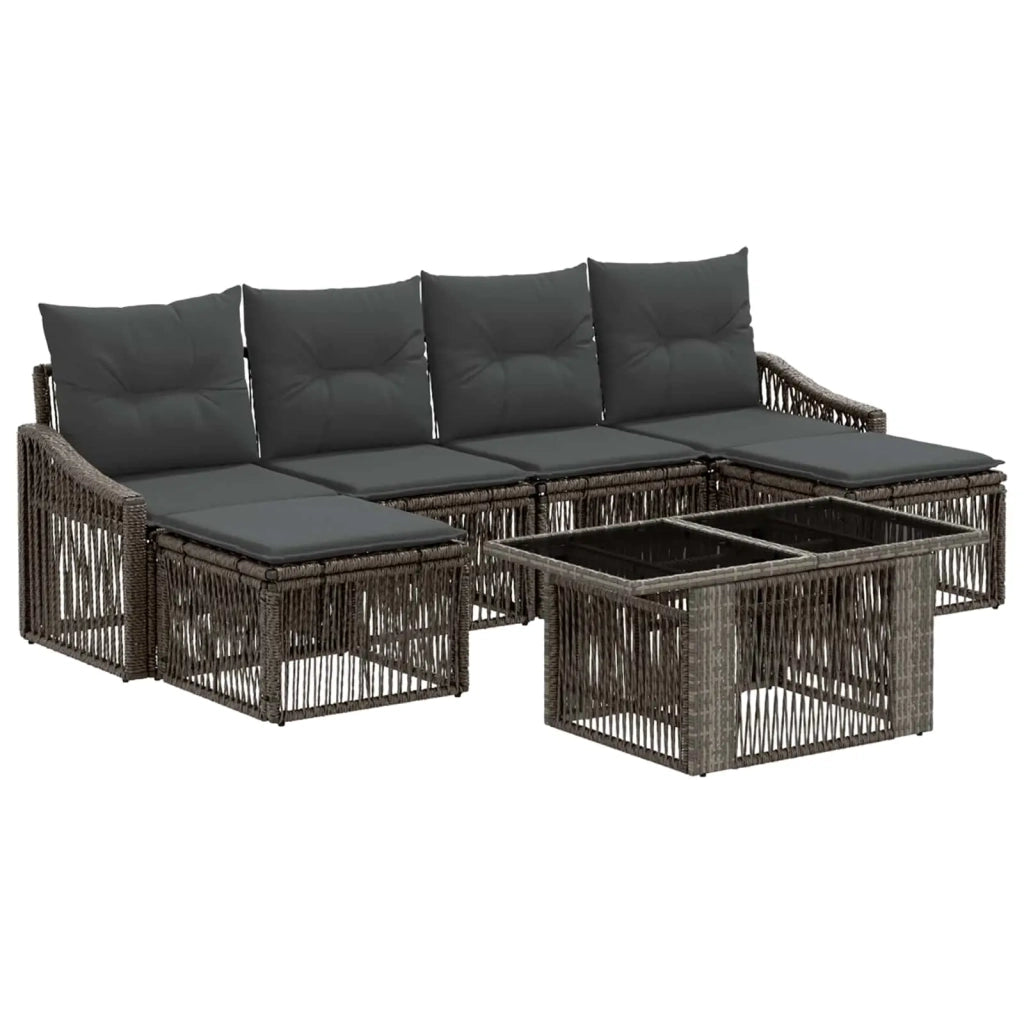Set Divano da Giardino 7 pz Grigio e Grigio Scuro polyrattan 3437288