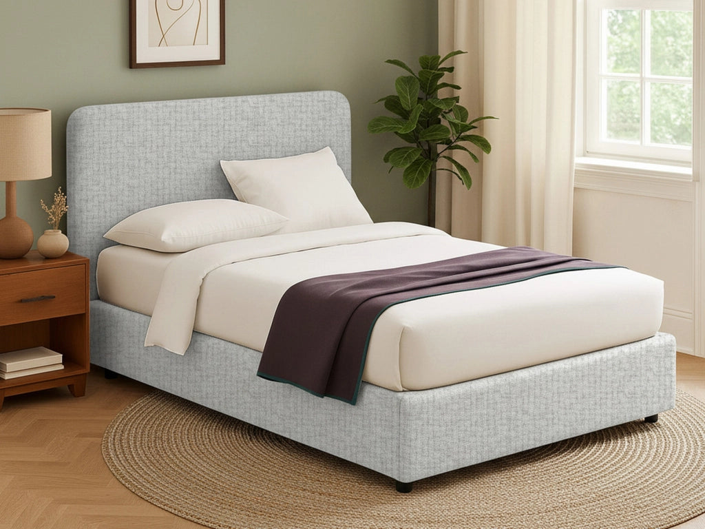 Slough, Letto Singolo Sfoderabile Made in Italy, Grigio Chiaro