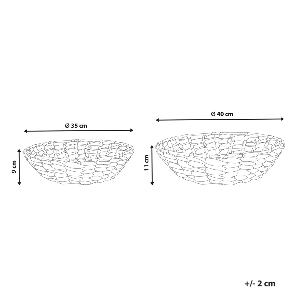 Set di 2 ciotole decorative rotonde in giacinto d'acqua chiaro accessori stile boho