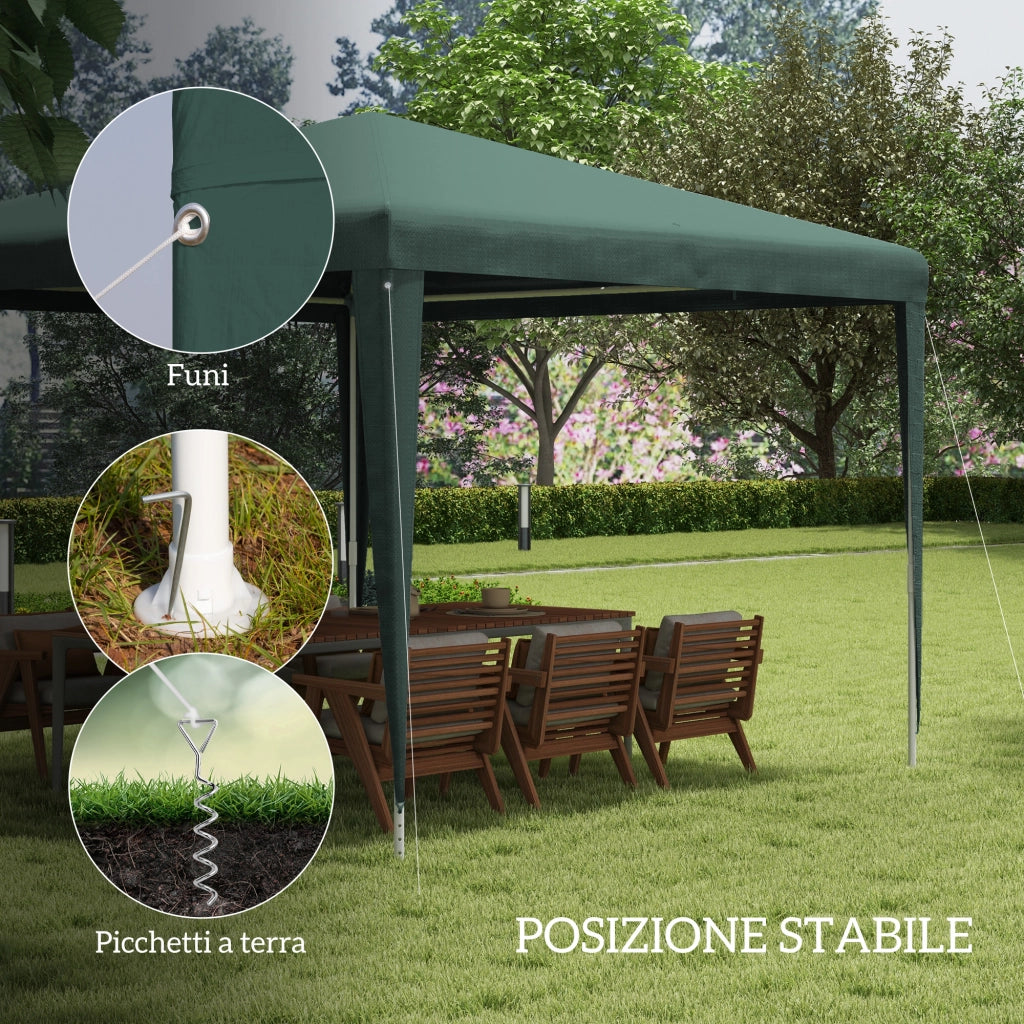 Gazebo da Giardino 3x3 m e Portatile con Copertura Anti UV, Verde