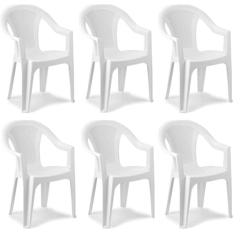 SET 6 SEDIE DA GIARDINO KORA IN POLIPROPILENE COLORE BIANCO 55 X 54 X 82 CM