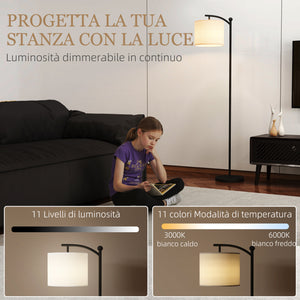 Lampada da Terra LED Dimmerabile con 5 Modalità Preimpostate 54,3x30,6x159,6 cm con Telecomando e Timer 60 Minuti in