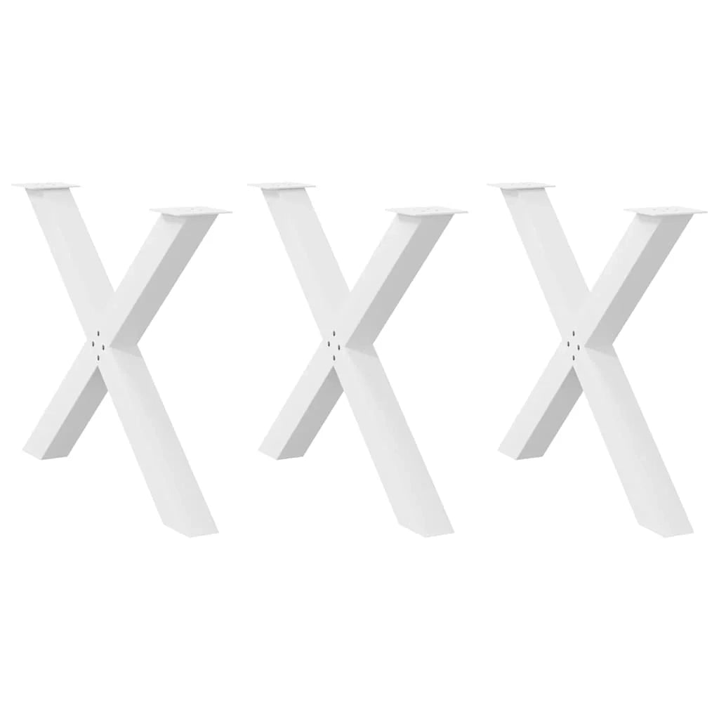 Set di 3 gambe per tavolo da pranzo a forma di X 90 x 72 cm supporto robusto stile moderno acciaio bianco 02_0057267