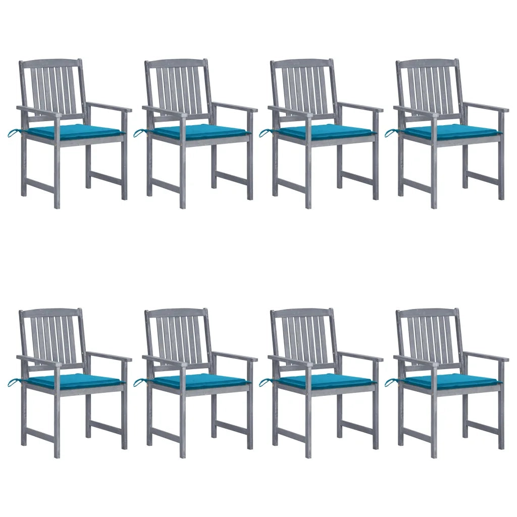 Sedie da Giardino con Cuscini 8 pz in Massello di Acacia Grigie cod mxl 8525