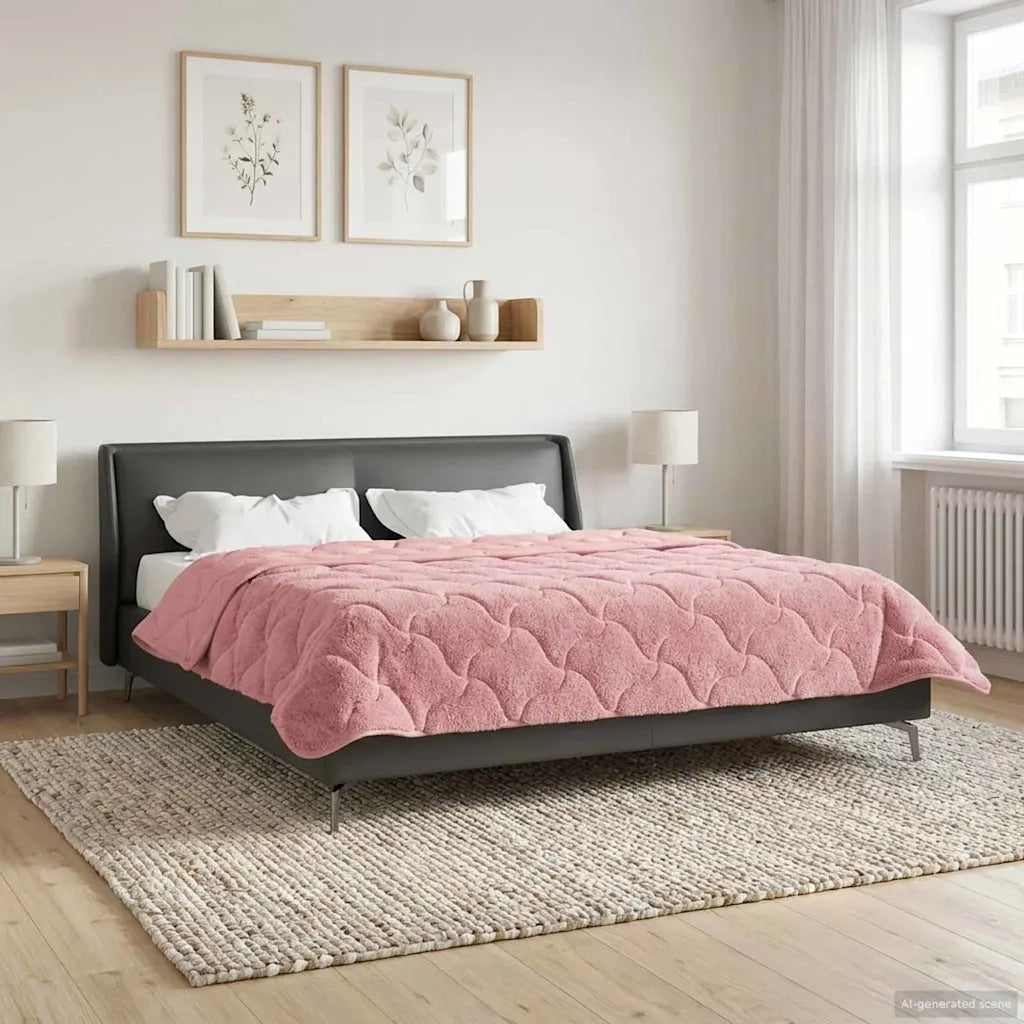 Piumone | Duvet Estivo Rosa 200 x 200 cm Microfibra e Fleece Teddy