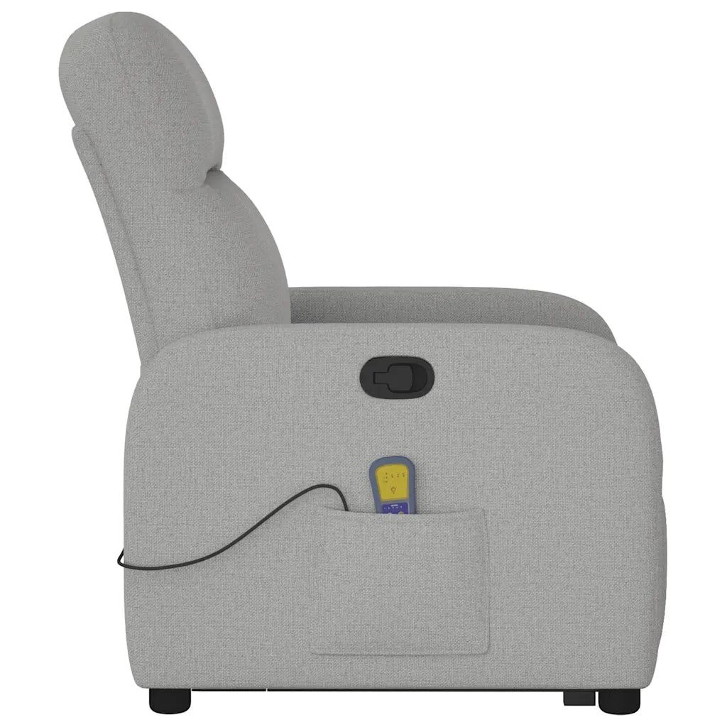 Poltrona | Sedia Relax Alzapersona Massaggi Reclinabile Grigio Nuvola Tessuto