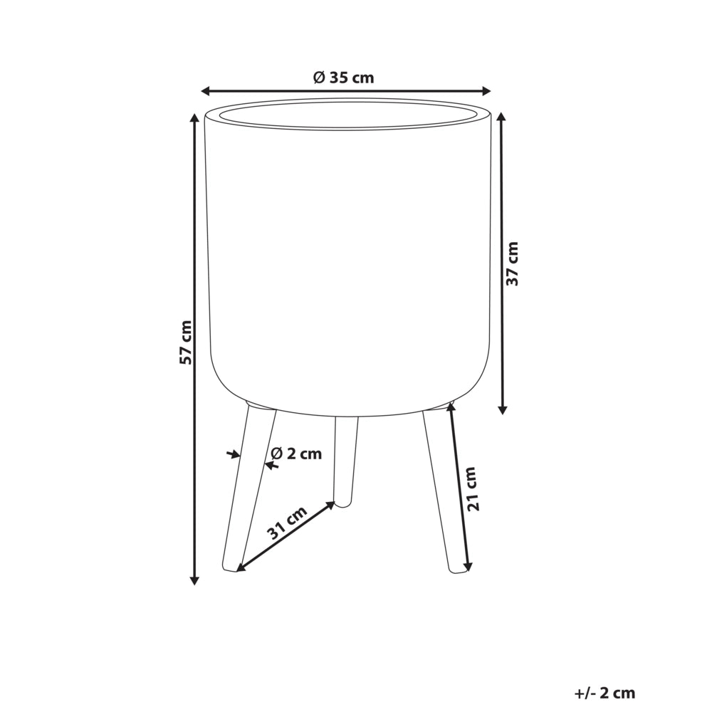 Vaso per piante rialzato Beige Chiaro 35x35x57 cm MgO Vaso alto rotondo gessato per interni esterni resistente alle intemperie