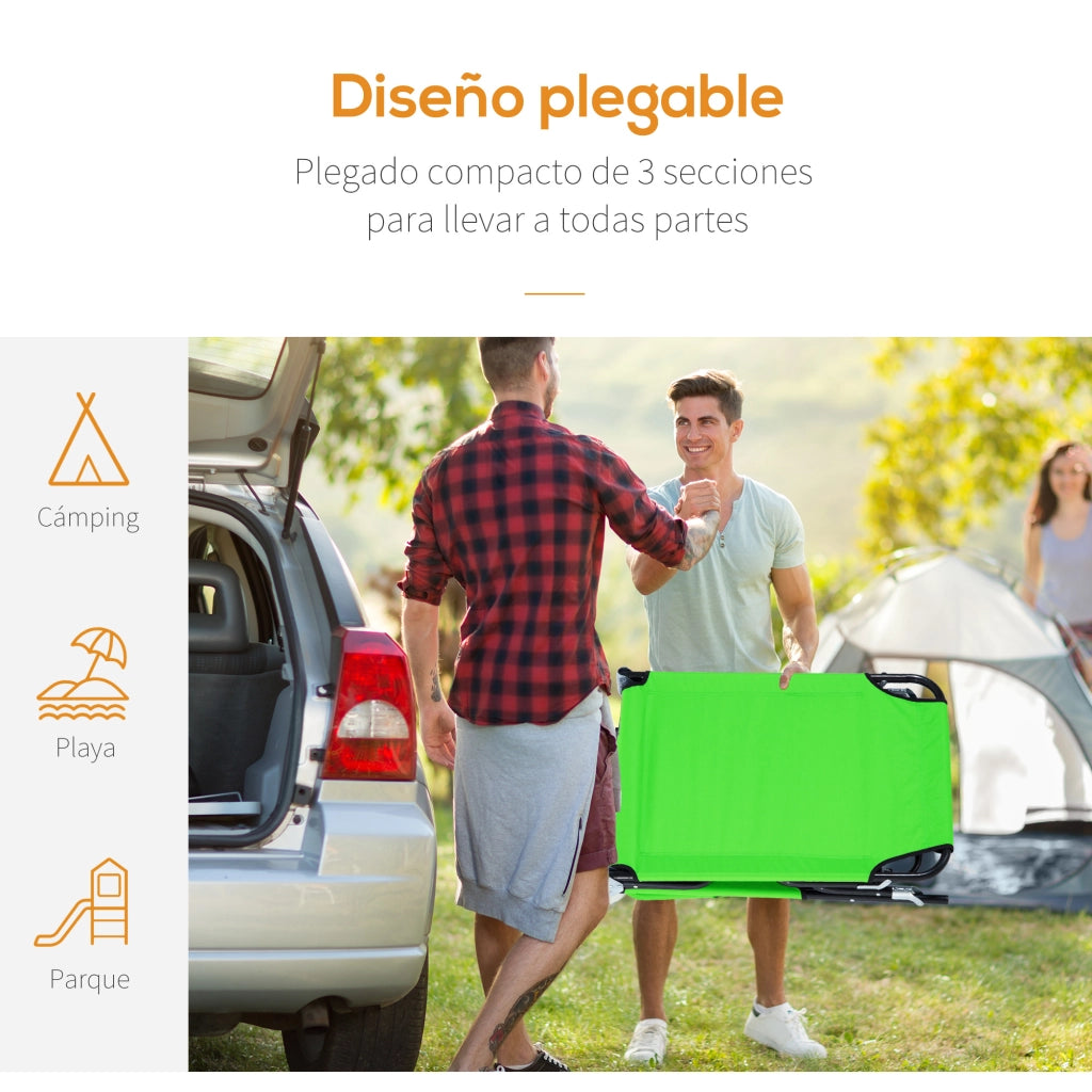 Tumbona pieghevole con schienale regolabile e cuscino ¨C zephmum ¨C verde 190x56x28 cm