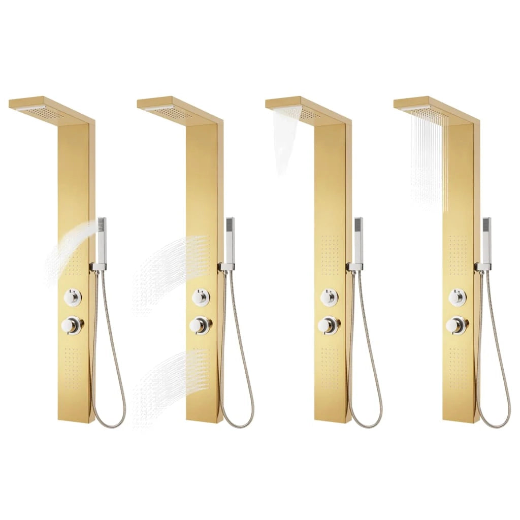 Sistema di pannelli doccia per bagno in acciaio inox 130 cm finitura oro 02_0003110