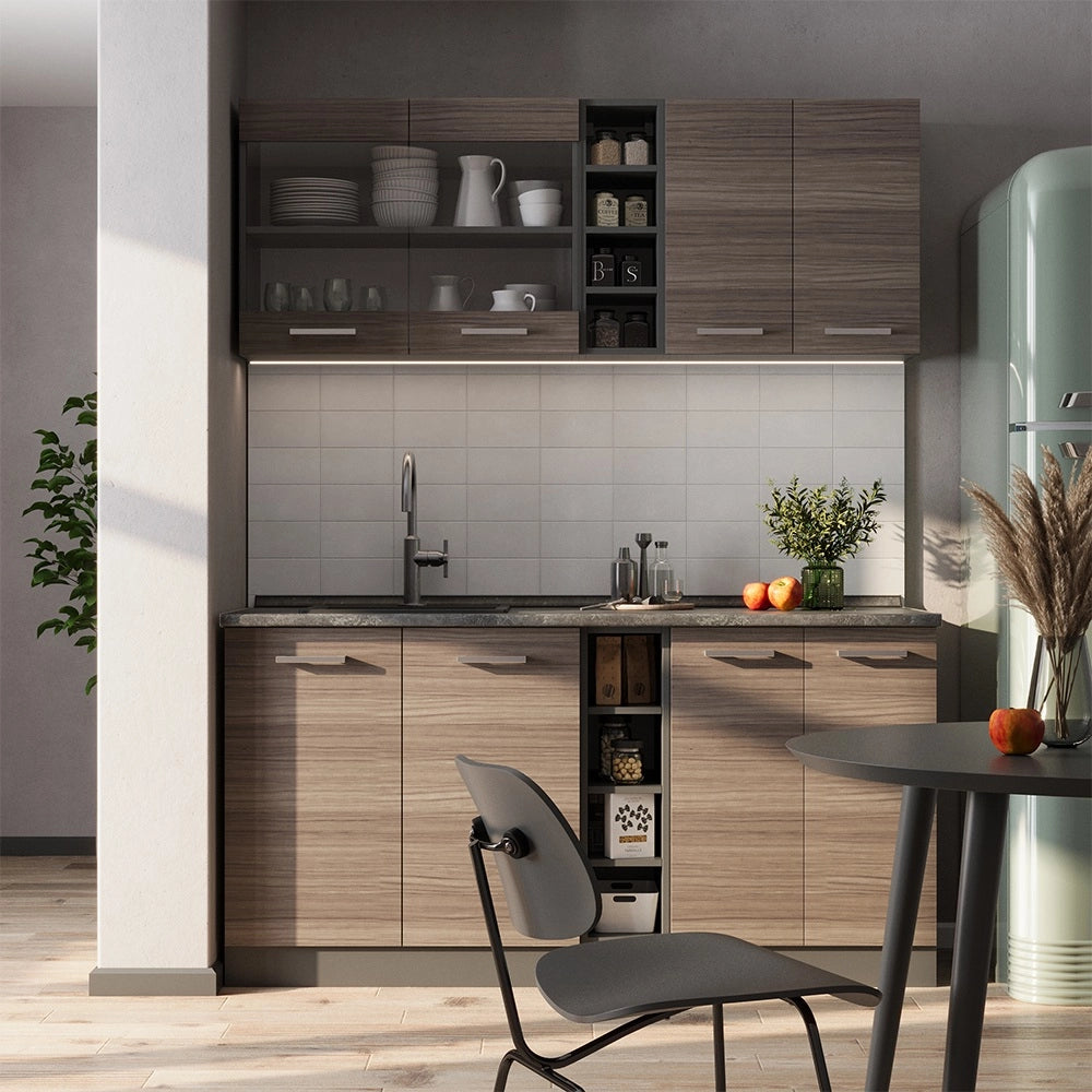 Vicco Cucina completa Grigio nobile/antracite 160 cm , PL Rovere
