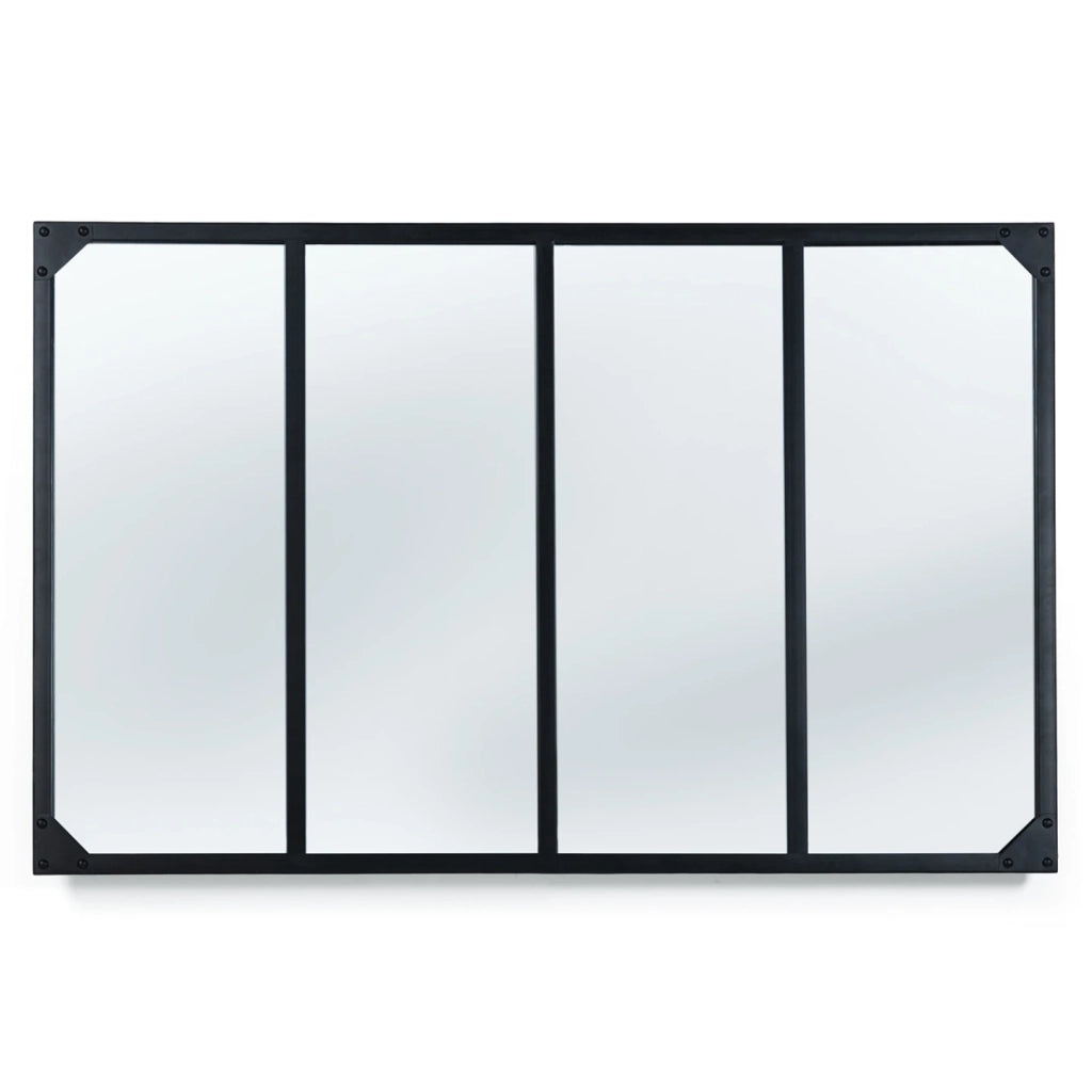 IDMarket - Specchio in vetro a 4 strisce di design industriale 110x70 cm
