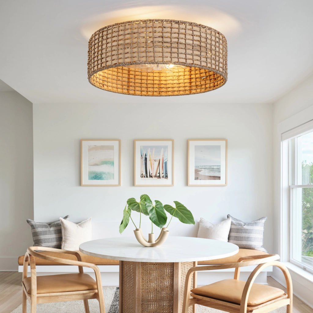 Ventilatore da soffitto con luce in rattan; controllo Bluetooth e telecomando; colore rame