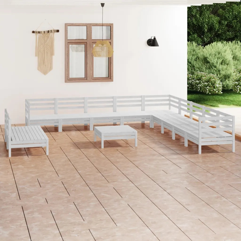Set Divani da Giardino 12 pz in Legno Massello di Pino Bianco  cod mxl 36688