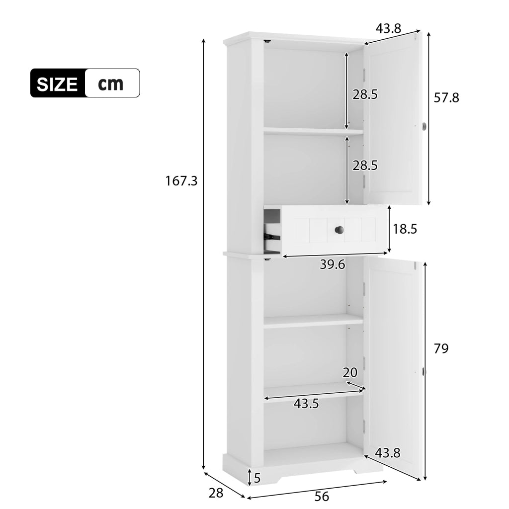 Armadietto Bagno con Cassetto ¨C MINIMAL ¨C Bianco, 56x28x167 cm