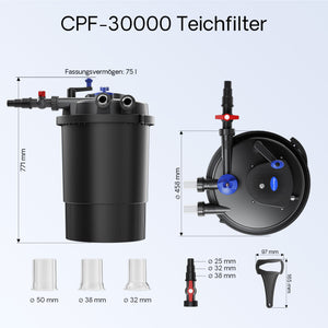 Set per laghetti Filtro CPF-30000 60000l 55W UVC Pompa NEO12000 Tubo