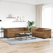 Set Divani Chesterfield a 2 Posti e a 3 Posti Marrone