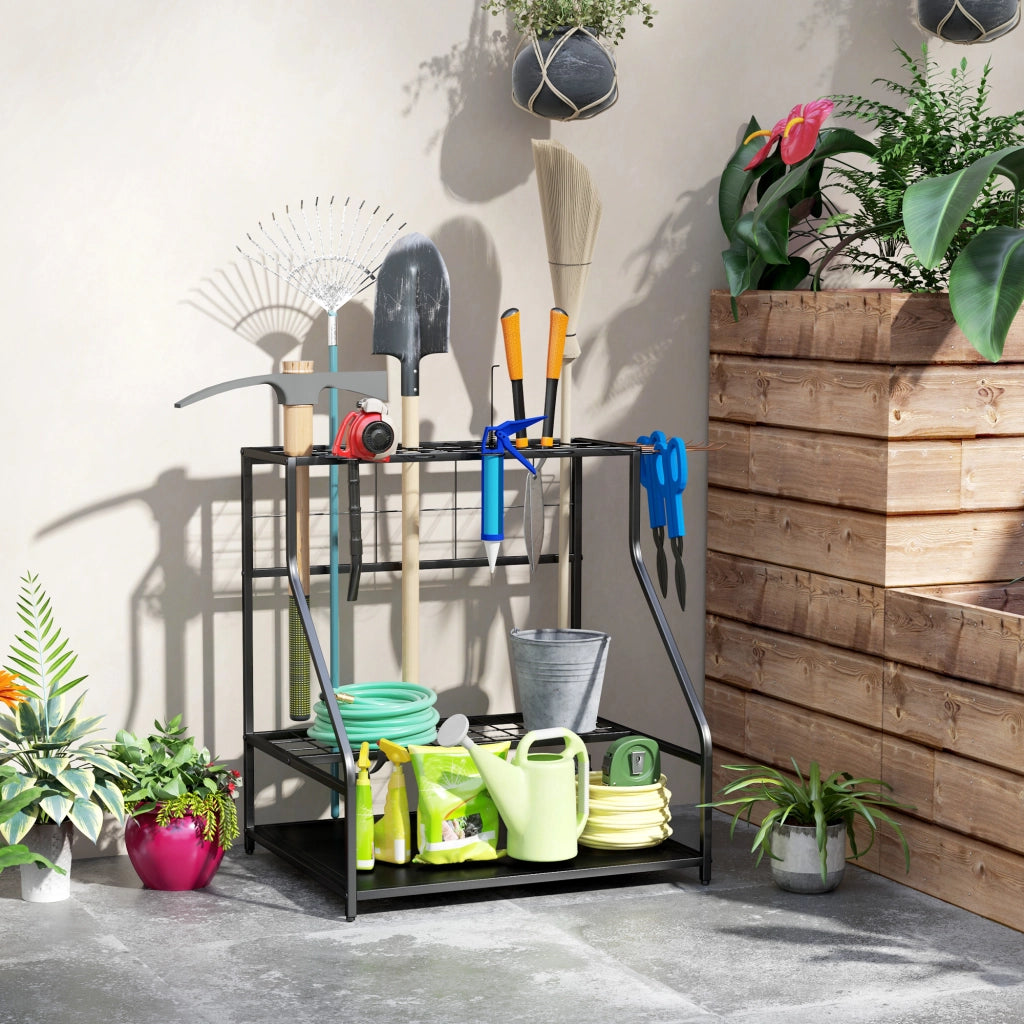Organizer per Attrezzi da Giardino ¨C Zephmum ¨C Grigio 3 Livelli con Ganchi