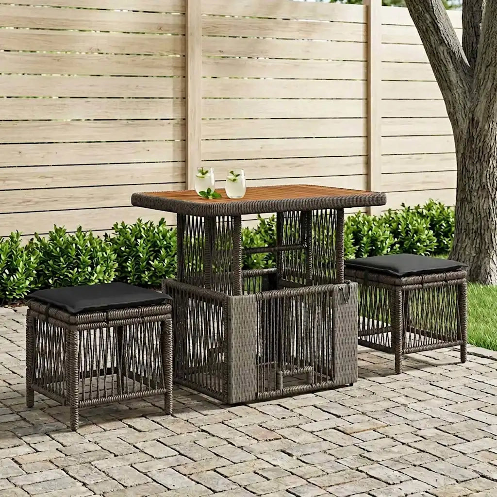 Set da Pranzo per Giardino 3 pz Grigio e Grigio Scuro 42026751