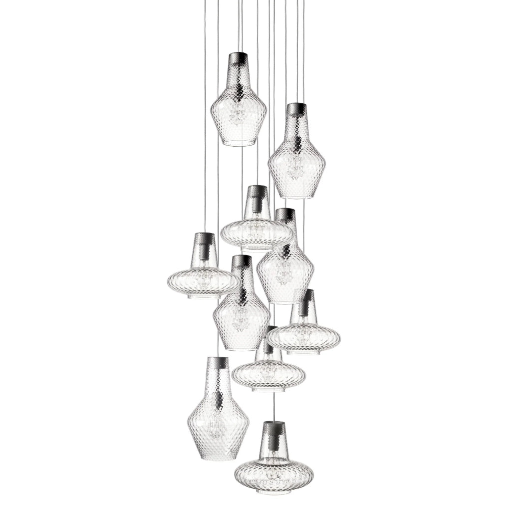 Romeo sospensione ø.250x3180mm. 1xe27 70w hs-ip20-ver.grigio, vtr.trasp.