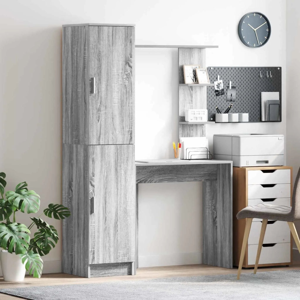 Scrivania | Tavolo da Ufficio 2 pz Grigio Sonoma