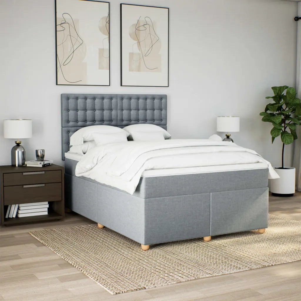 Giroletto a Molle con Materasso Grigio Chiaro 140x200cm Tessuto