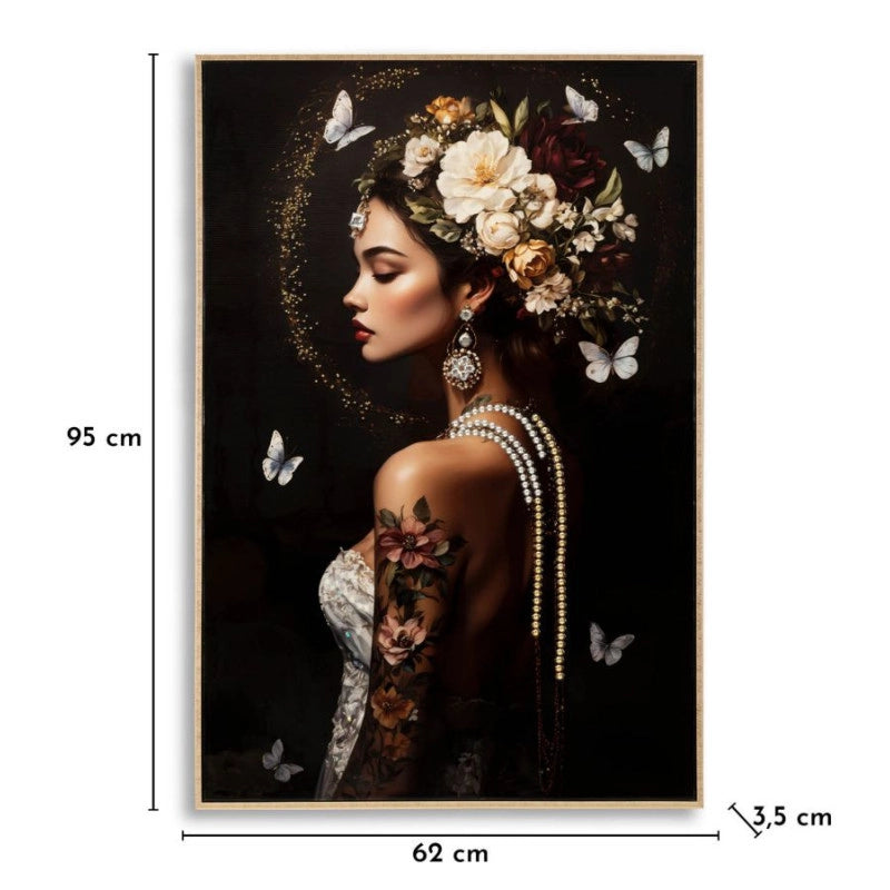 Stampa Dipinta Su Tela Laccata Persian Con Cornice -b- cm 62x3,5x92
