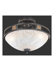 Plafoniera 3xE27 Quinta Ruggine Vetro Alabastro Ø42 cm Trio Lighting