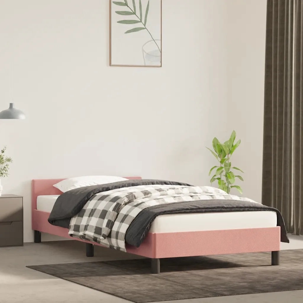 Giroletto con Testiera senza Materasso Rosa 90x200 cm Velluto 347554