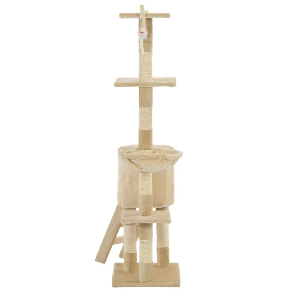 Tiragraffi albero per gatti cuccia per gatti giocattolo peluche sisal 138 cm beige 3702038