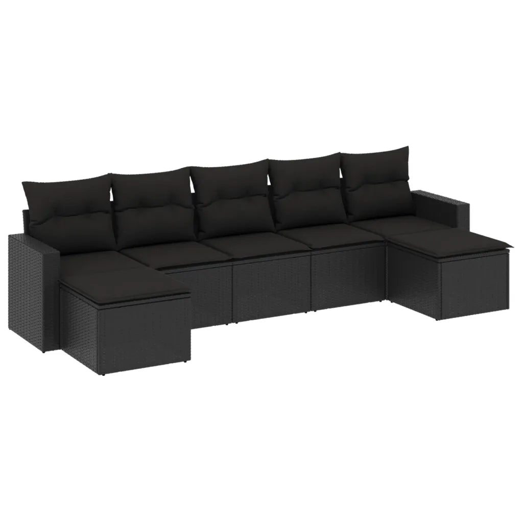 Set Divani da Giardino con Cuscini 7pz Nero Polyrattan 3219325