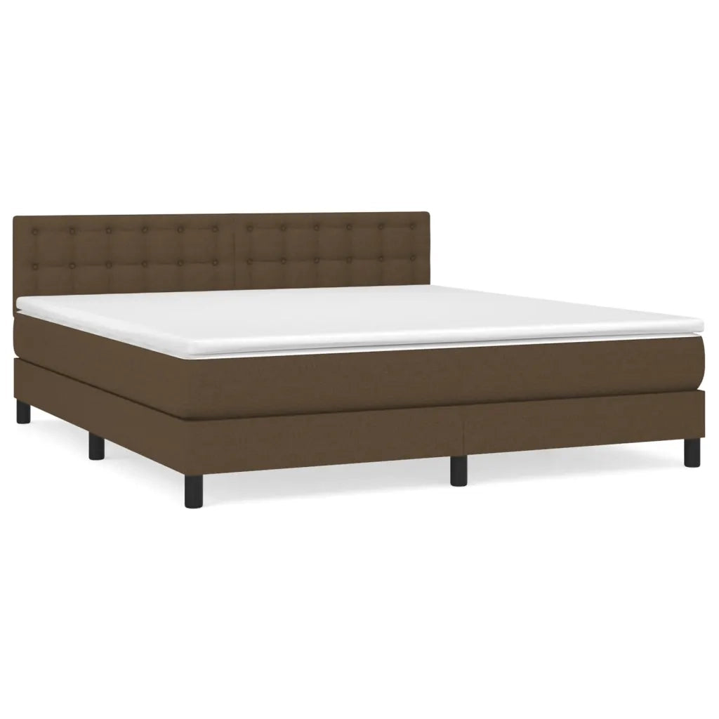 Giroletto a Molle con Materasso Marrone Scuro 180x200cm Tessuto