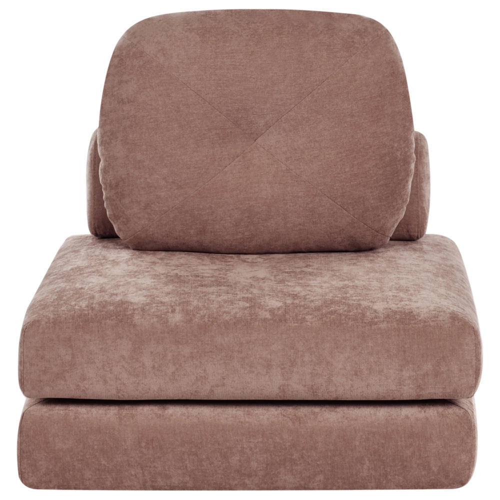 Divano Pouf Letto Marrone Tessuto Rivestimento  di ciniglia Singolo Letto Sedia Pieghevole con Cuscino Design Moderno