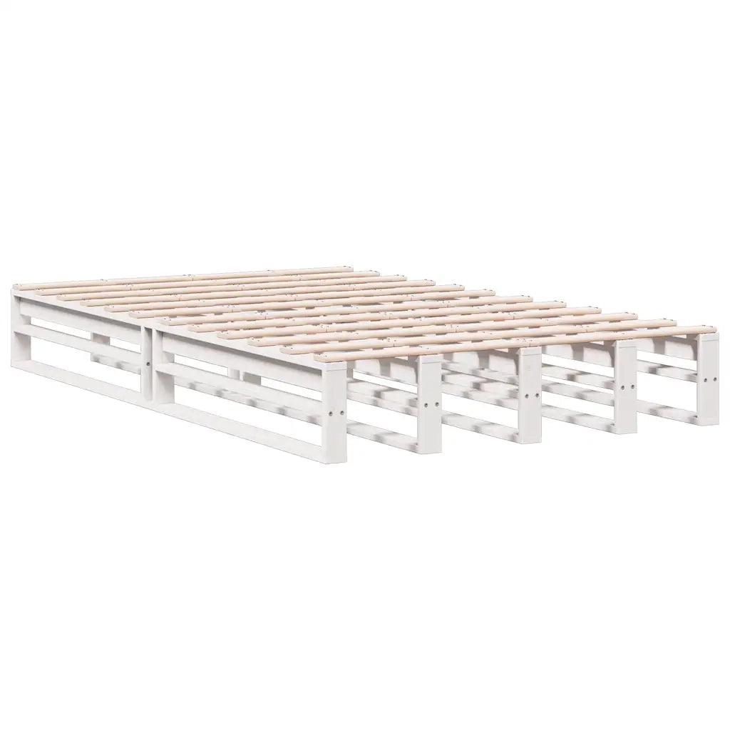 Letto matrimoniale | Letto per adulti | Letto Libreria senza Materasso Bianco 135x190 cm Legno di Pino