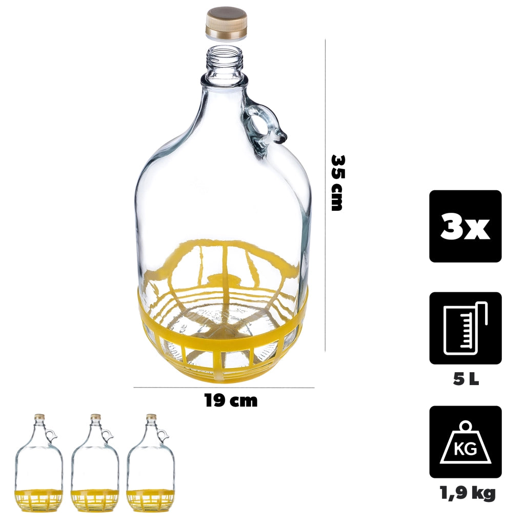 Bottiglia di vino KADAX 5L Palloncino Signora in un Cestino Bottiglia di vino + Tappo 3 pezzi