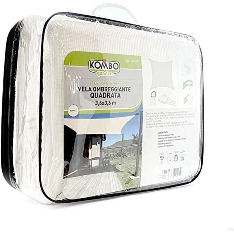 VELA OMBREGGIANTE QUADRATA 3,6 X 3,6 MT IN COLORE BIANCO