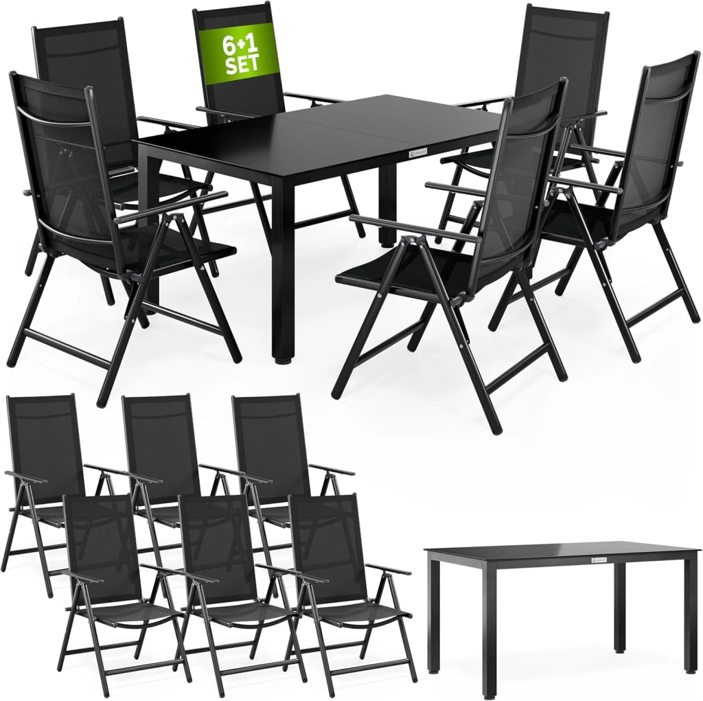 ® Tavolo e Sedie da Giardino Alluminio Bern 7 pz Schienale Regolabile Set da Pranzo Esterno