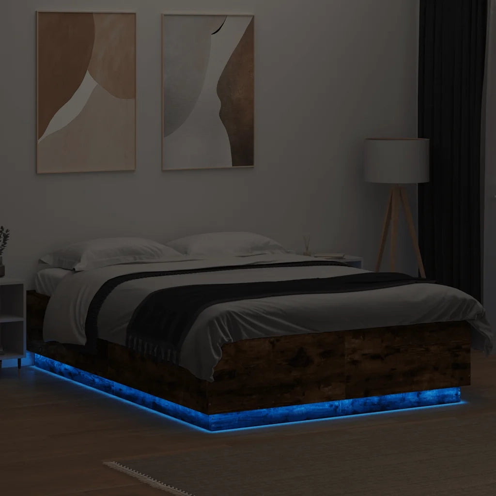 Giroletto con Luci LED Rovere Fumo 150x200 cm Legno Multistrato 3209608