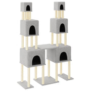 Tiragraffi per gatti torre per arrampicata giocattolo piattaforma per arrampicata con tiragraffi in sisal leggero 199 cm grigio 02_0022601
