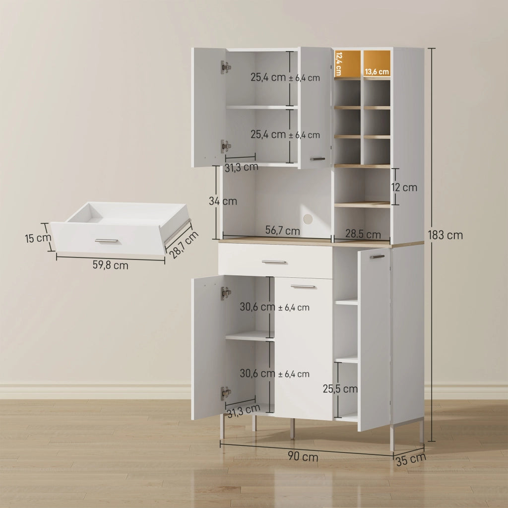 Mobile Cucina con Ripiani Aperti, Fagottiera, Porte ¨C zephmum ¨C Bianco, MDF